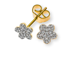 Diamantohrringe Gelbgold 750 Blume mit 52 Brillanten