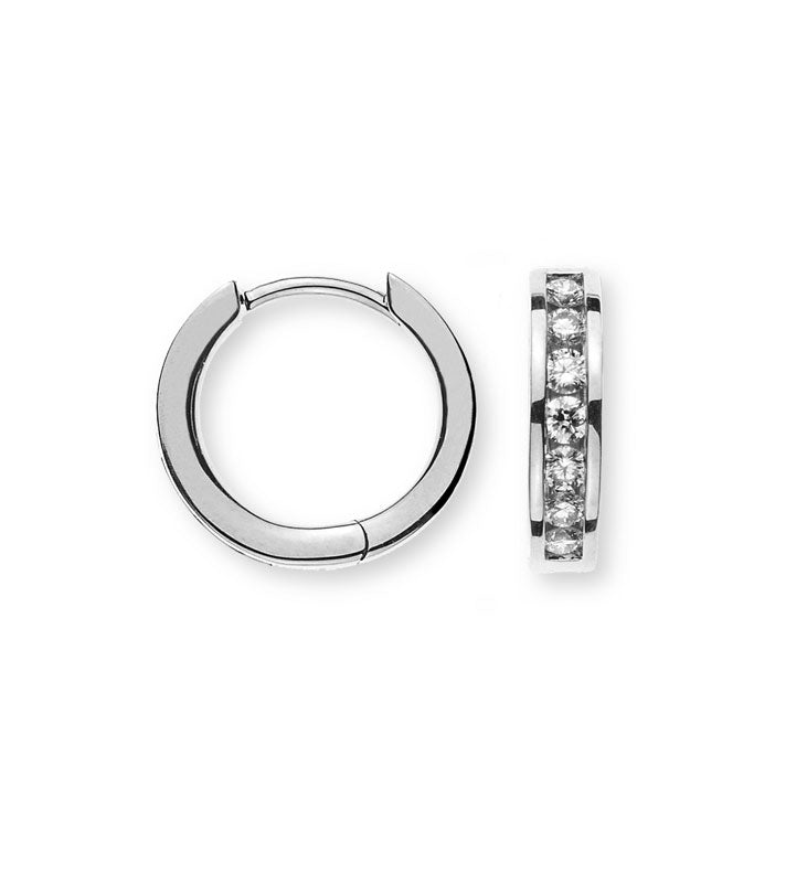 Kreolen Weissgold 750 mit 14 Brillanten 0.29ct. D: 12.4mm