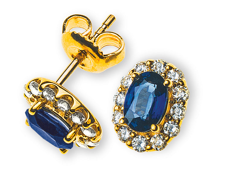 Ohrringe Gelbgold 750 mit Saphiren und Brillanten