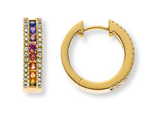 Boucles d'oreilles à charnière "Arc-en-ciel" en or jaune 750