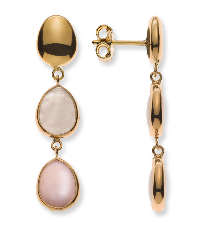 Ohrhänger Gelbgold 750 mit Aventurin und Peachmoonstone