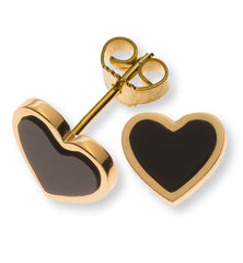 Ohrstecker 750 Gelbgold mit 2 Onyxherzen