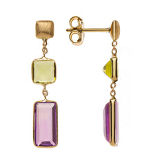Ohrhänger Gelbgold 750 mit Amethyst und Peridot