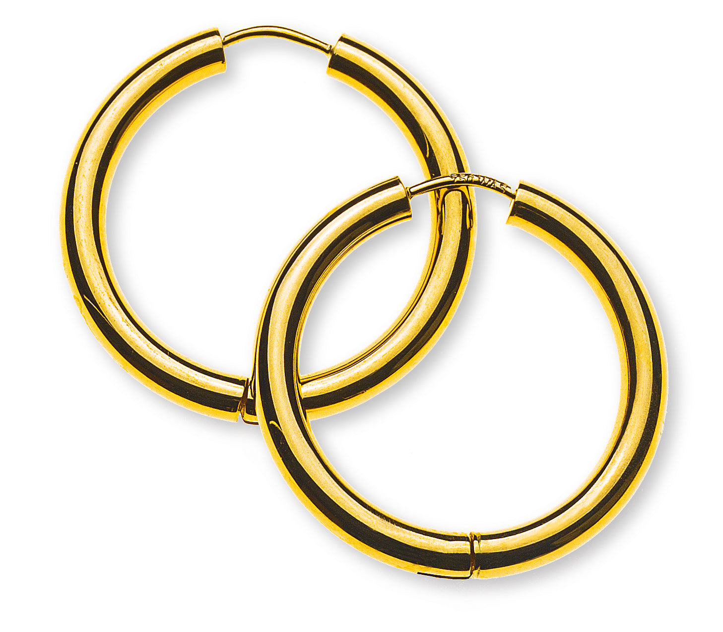 Kreolen Gelbgold 750 Runddraht Scharnier D 26mm B 3mm