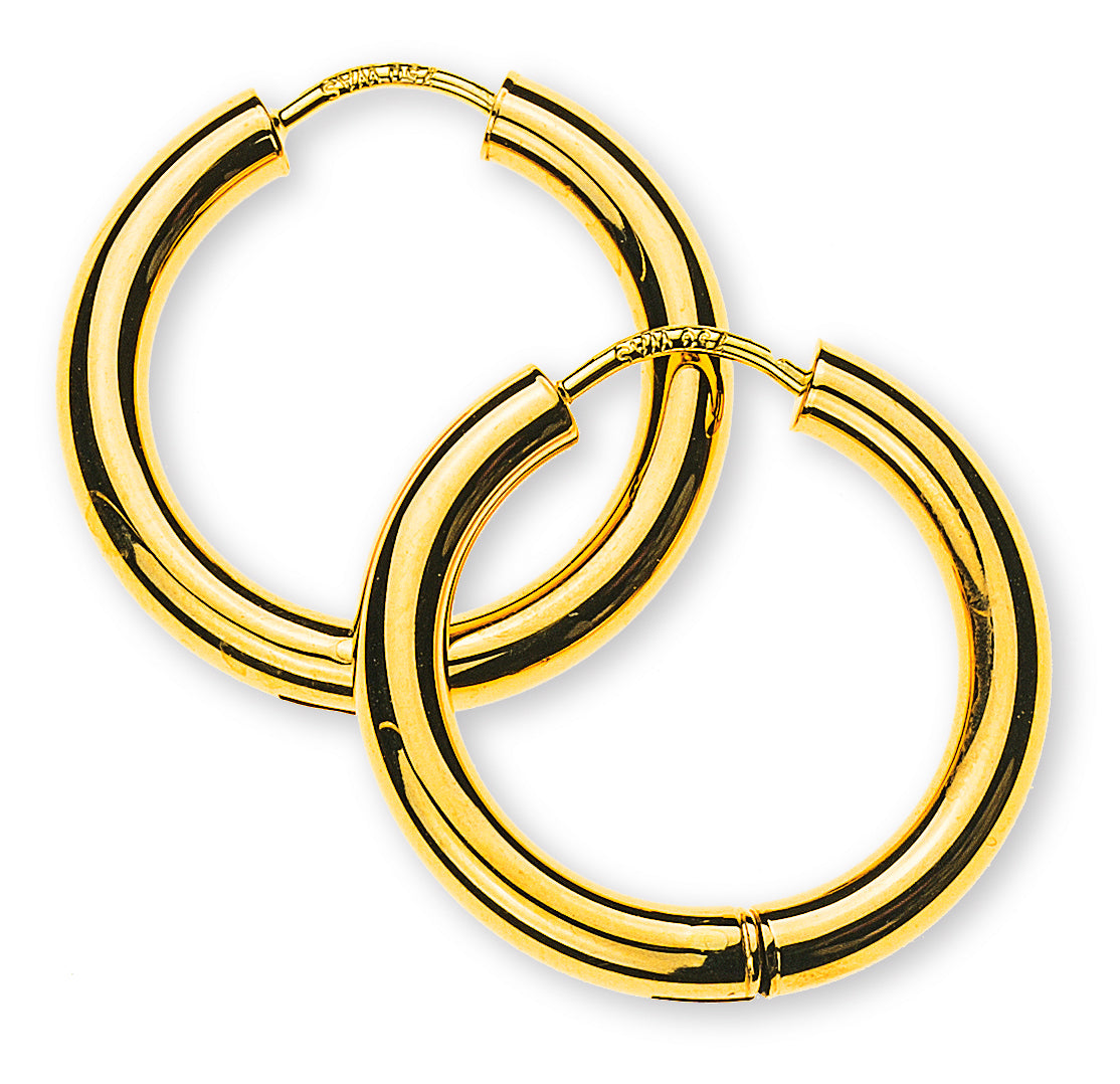 Kreolen Gelbgold 750 Runddraht 21mm mit Scharnier
