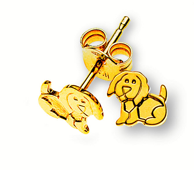 Ohrstecker Hund Motiv Gelbgold 375