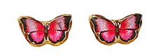 Ohrringe Schmetterling Pinkfarben Harz Gelbgold 375