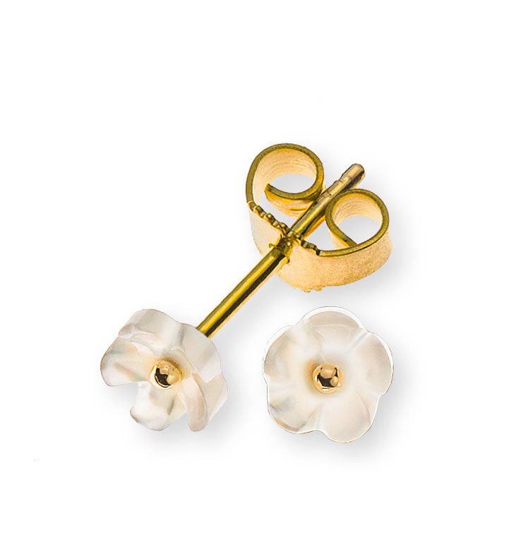 Ohrringe Blume Perlmutter Gelbgold 750