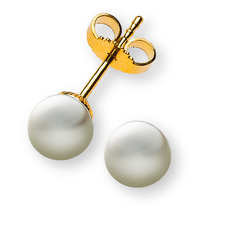 Perlohrringe Gelbgold 750 SWZperle Weiss 6.0-6.5mm
