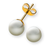 Perlohrringe Gelbgold 750 mit weisser Rundperle ca. 7.0-7.5mm