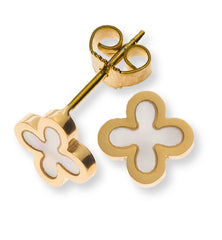 Ohrstecker Gelbgold 750 mit 2 Perlmuttkreuzen 9x9mm