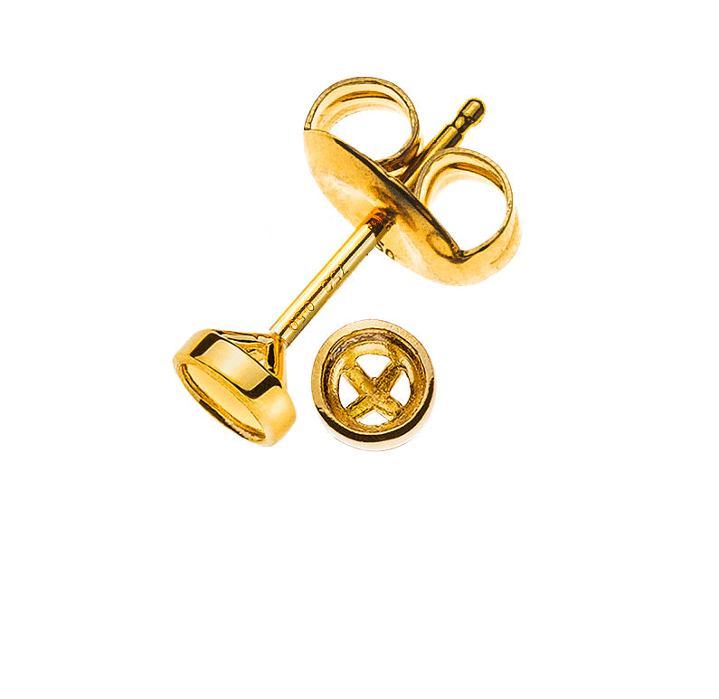 Ohrstecker Solitär Gelbgold 750 Zargen Fassung für 2 Steine