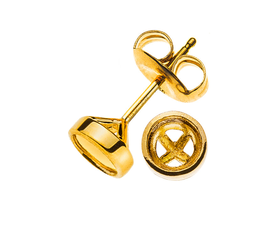 Ohrstecker Solitär Zargenfassung Rohling Gelbgold 750