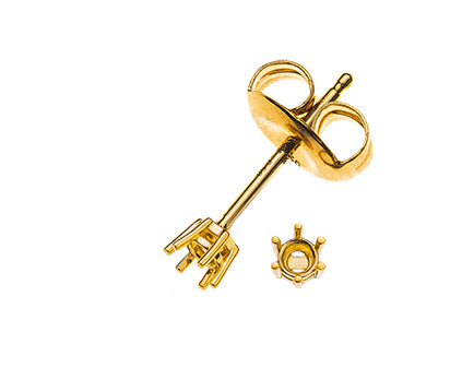 Ohrstecker Solitär 6-Griff-Fassung Rohling Gelbgold 750