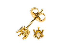 Ohrstecker Solitär 6-Griff-Fassung Rohling Gelbgold 750