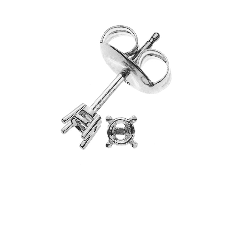 Ohrstecker Solitär-Rohling 4-Griff-Fassung Weissgold 750