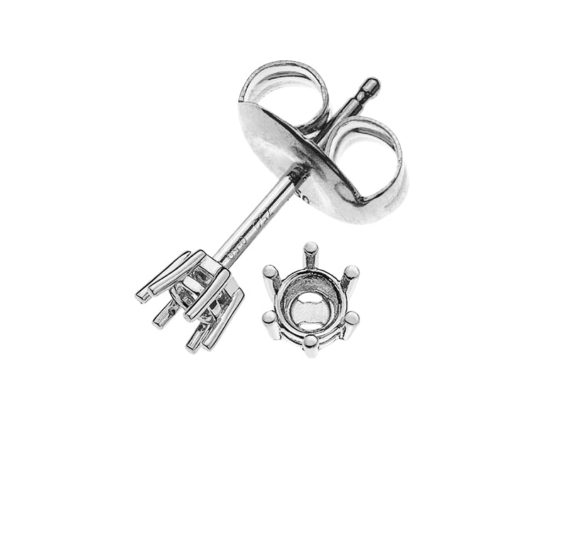 Solitär Ohrstecker Rohling 6-Griff-Fassung Weissgold 750