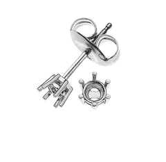 Solitär Ohrstecker Rohling 6-Griff-Fassung Weissgold 750