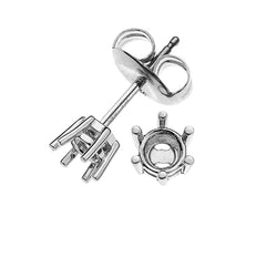 Solitär Ohrstecker Rohling 6-Griff Weissgold 750 für 0.165ct. Steine