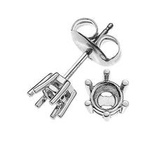 Solitär Ohrstecker Rohling 6-Griff Weissgold 750 für 0.25ct. Steine