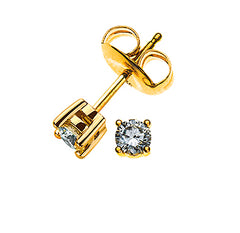 Solitär Ohrstecker 4-Griff Gelbgold 750 mit 2 Brillanten à 0.075ct.