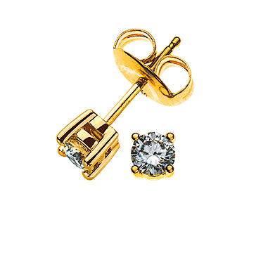 Solitär Ohrstecker 4-Griff Gelbgold 750 mit 2 Brillanten à 0.10ct.