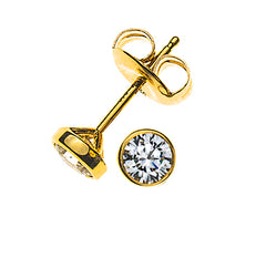 Solitär Ohrstecker Gelbgold 750 mit Zargen Fassung 0.20ct. Brillanten