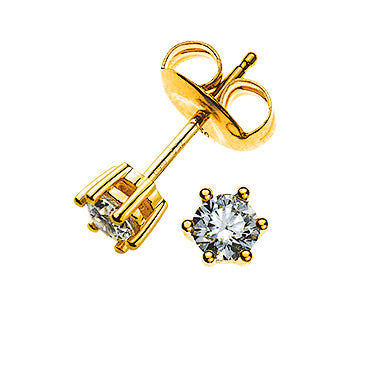 Solitär Ohrstecker 6-Griff Fassung Gelbgold 750 0.15ct.