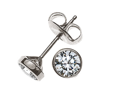 Solitär Ohrstecker Zargenfassung Weissgold 750 0.50ct.