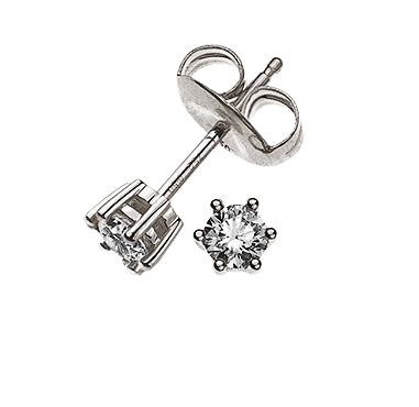 Solitär Ohrstecker 6-Griff Fassung Weissgold 750 0.10ct.