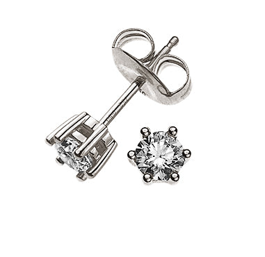 Solitär Ohrstecker 6-Griff Fassung Weissgold 750 0.20ct.