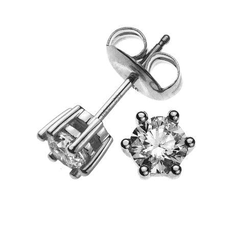 Solitär Ohrstecker 6-Griff Fassung Weissgold 750 0.76ct.