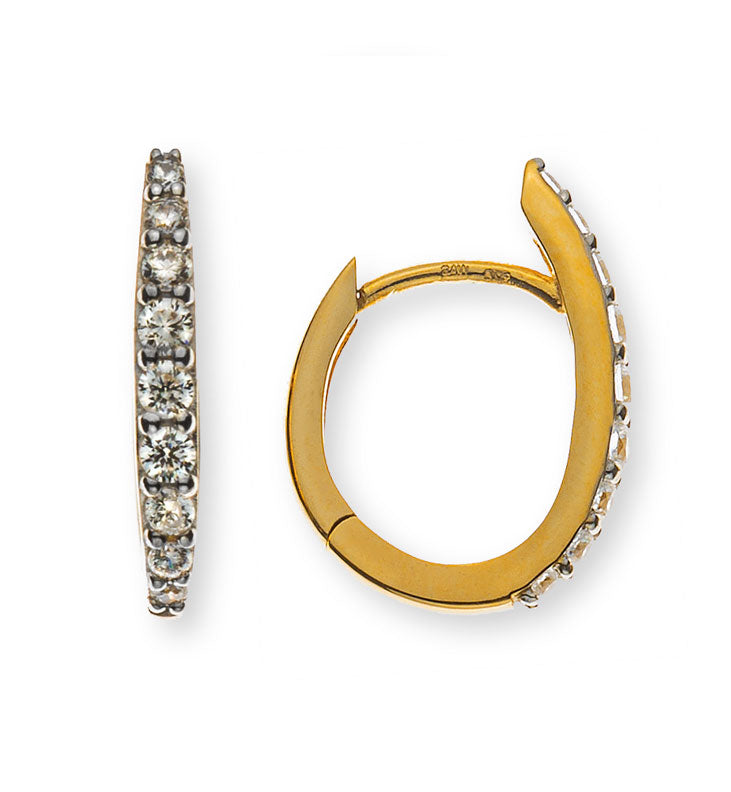 Kreolen Oval Gelbgold 375 mit 18 weissen Zirkonias