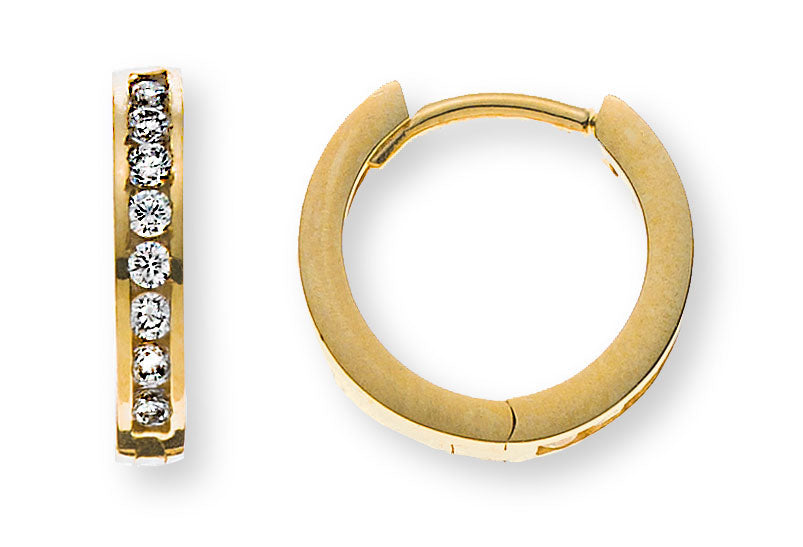 Kreolen Gelbgold 375 mit 16 Zirkonias kanalgefasst