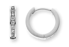Kreolen Weissgold 375 mit 16 Zirkonias kanalgefasst