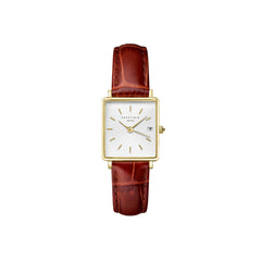 Rosefield Damenuhr Boxy XS Gold Lederarmband