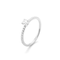 Facet 18K Weissgold Klassischer Solitärring für Damen