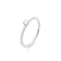 Facet 18K Weissgold Klassischer Solitärring für Damen