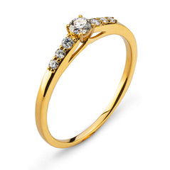 Ring Gelbgold 750 mit 6 Brillanten 0.11ct und 1 Brillant 0.13ct