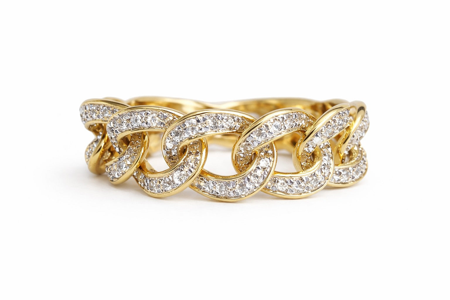 Ring Panzer Gelbgold 750 mit 176 Brillanten 0.63ct H SI