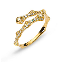 Ring Gelbgold 750 Bambus Fantasieform mit 48 Brillanten 0.43ct