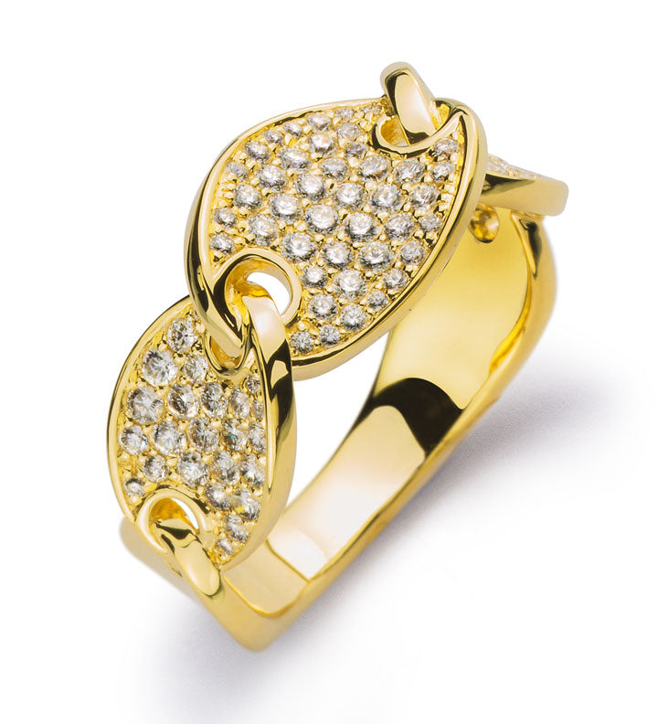 Ring Gelbgold 750 mit 90 Brillanten 0,72 ct.