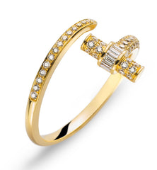 Ring Gelbgold 750 offen mit Baguette & Brillanten 0,34 ct.
