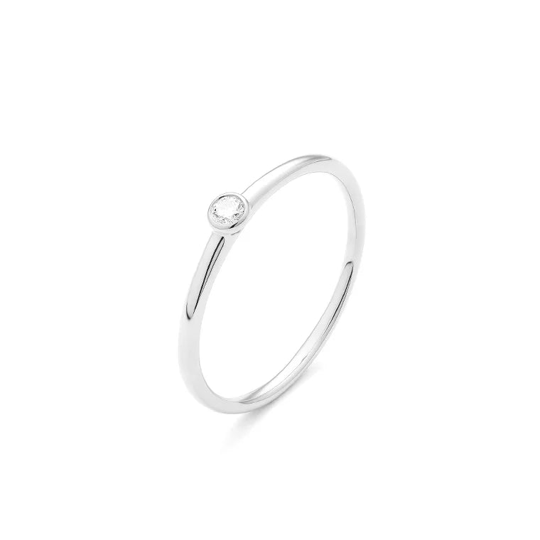 Facet Eye Clean Weissgold Solitaerring 18Kt 0,05 ct