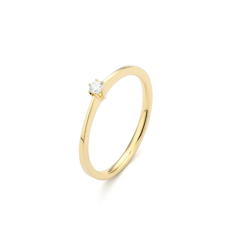 Facet Eye Clean Gold Solitaerring 18Kt 0.05 ct