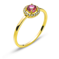 Ring Gelbgold 750 mit rundem Rubin und Brillanten