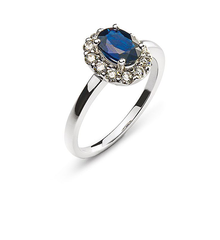 Ring Weissgold 750 mit Saphir und Brillanten