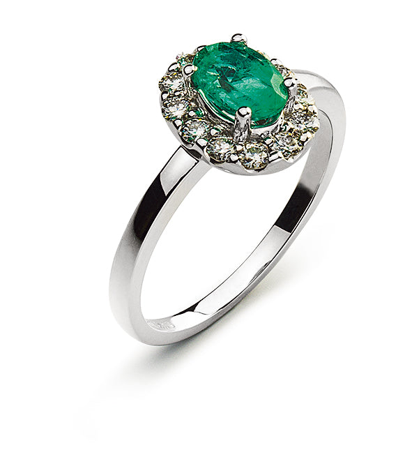Ring Weissgold 750 mit Smaragd und Brillanten