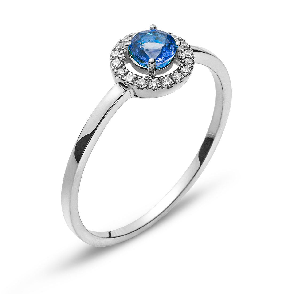 Ring Weissgold 750 mit Saphir 0.32 ct. & Brillanten 0.06 ct.