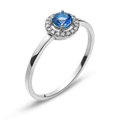 Ring Weissgold 750 mit Saphir 0.32 ct. & Brillanten 0.06 ct.